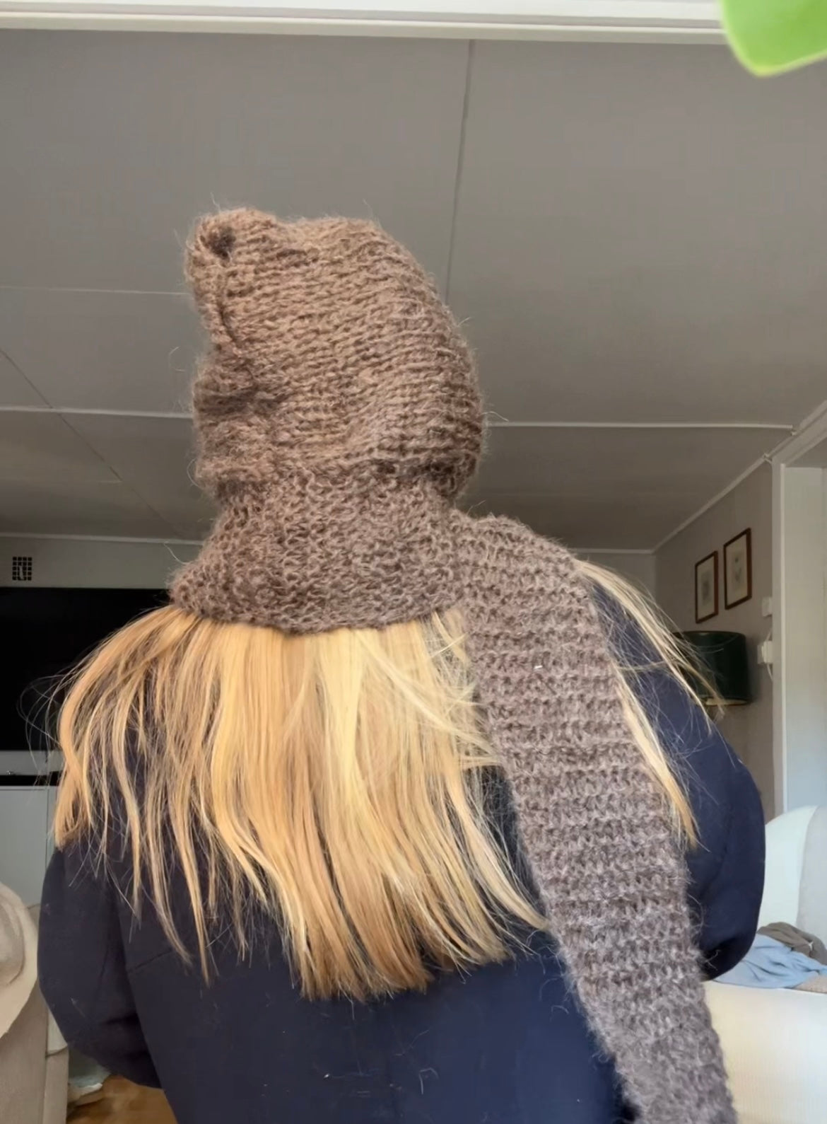 Ash brown hooded scarf