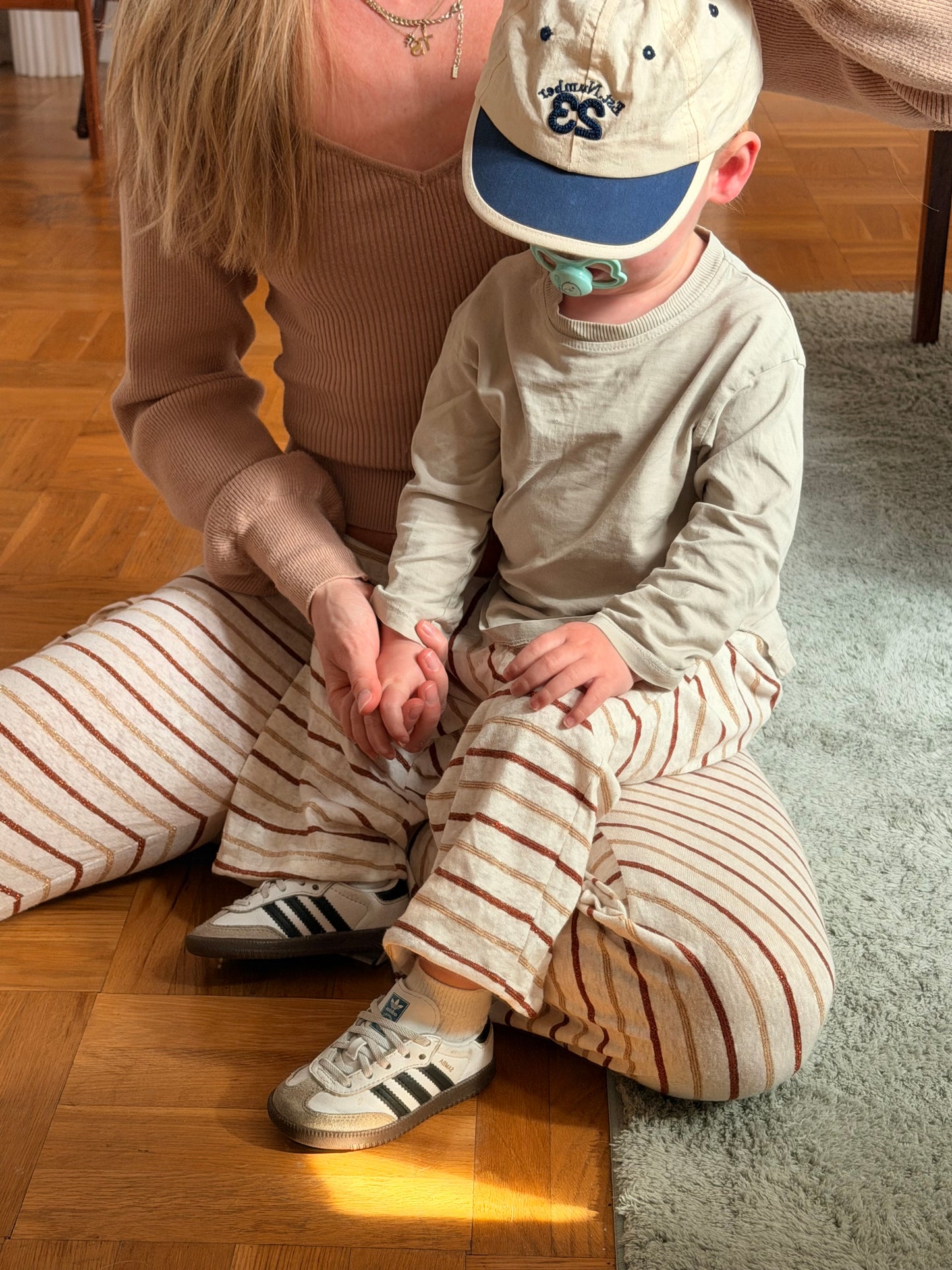 Knitted striped woman