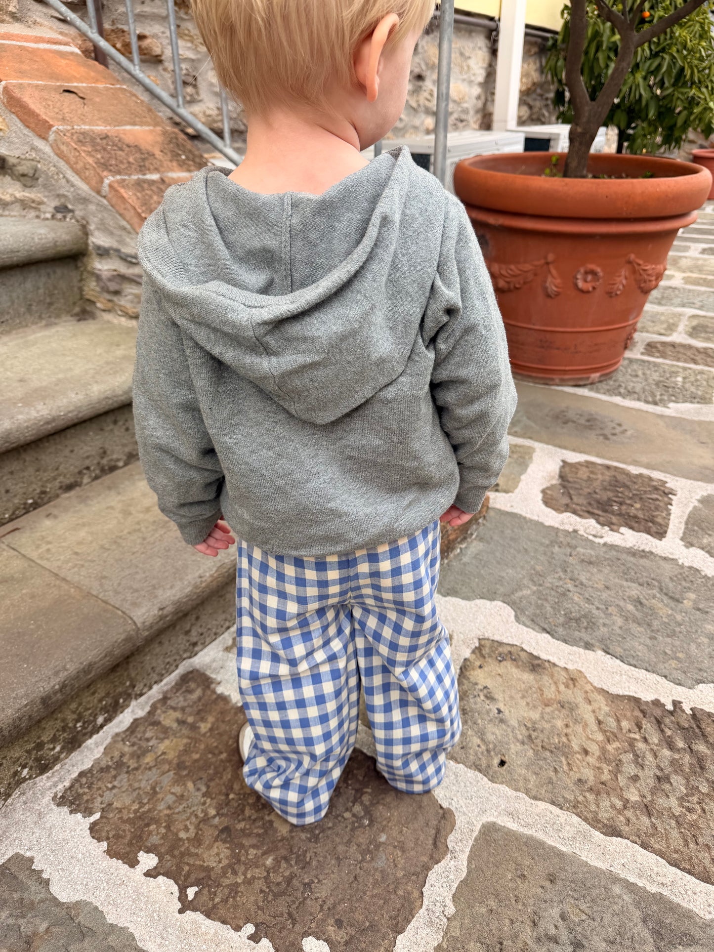 Blue check pants