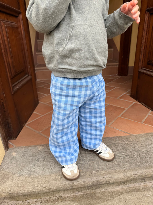 Soft blue checkered