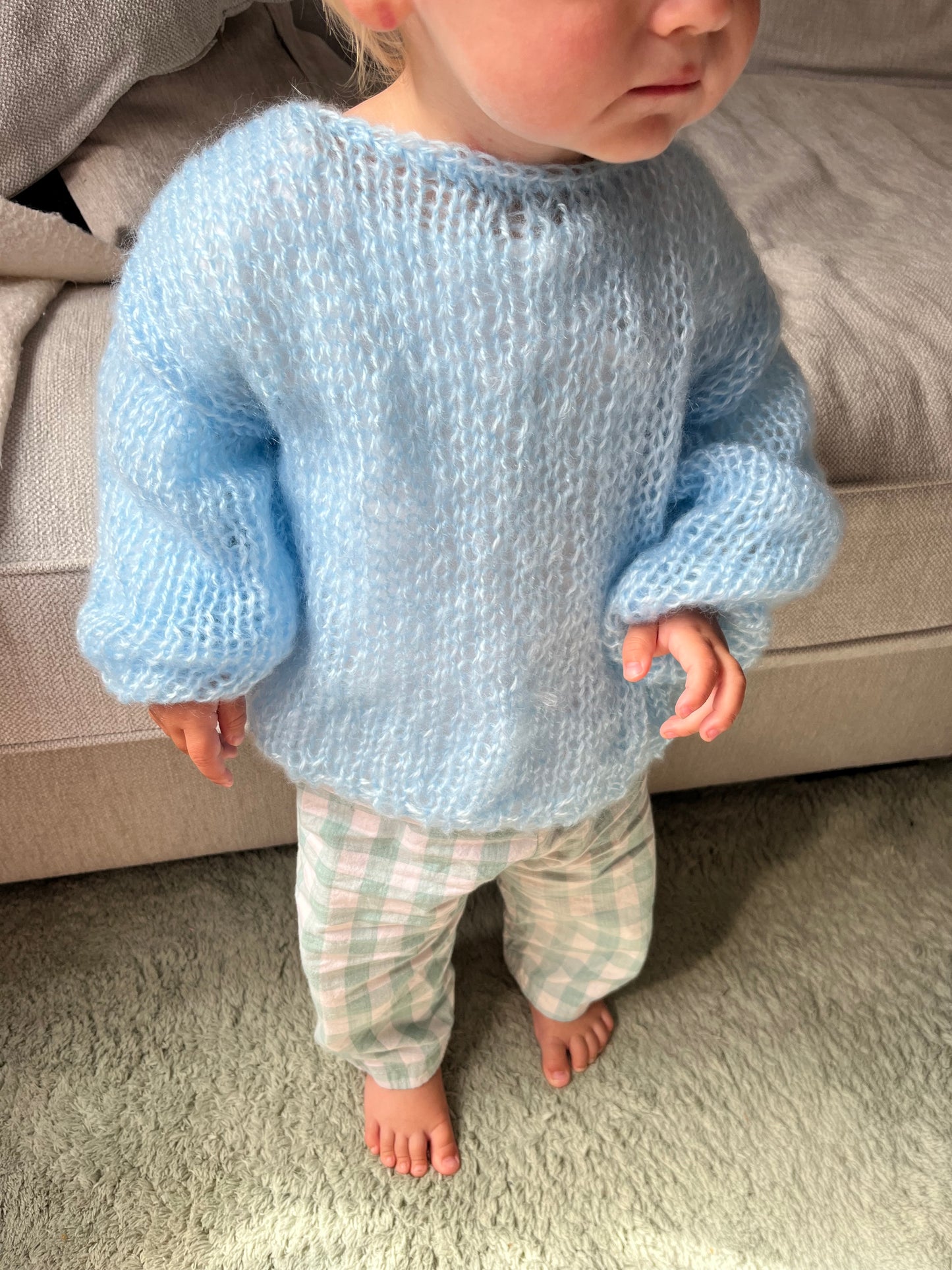 Light blue knitted