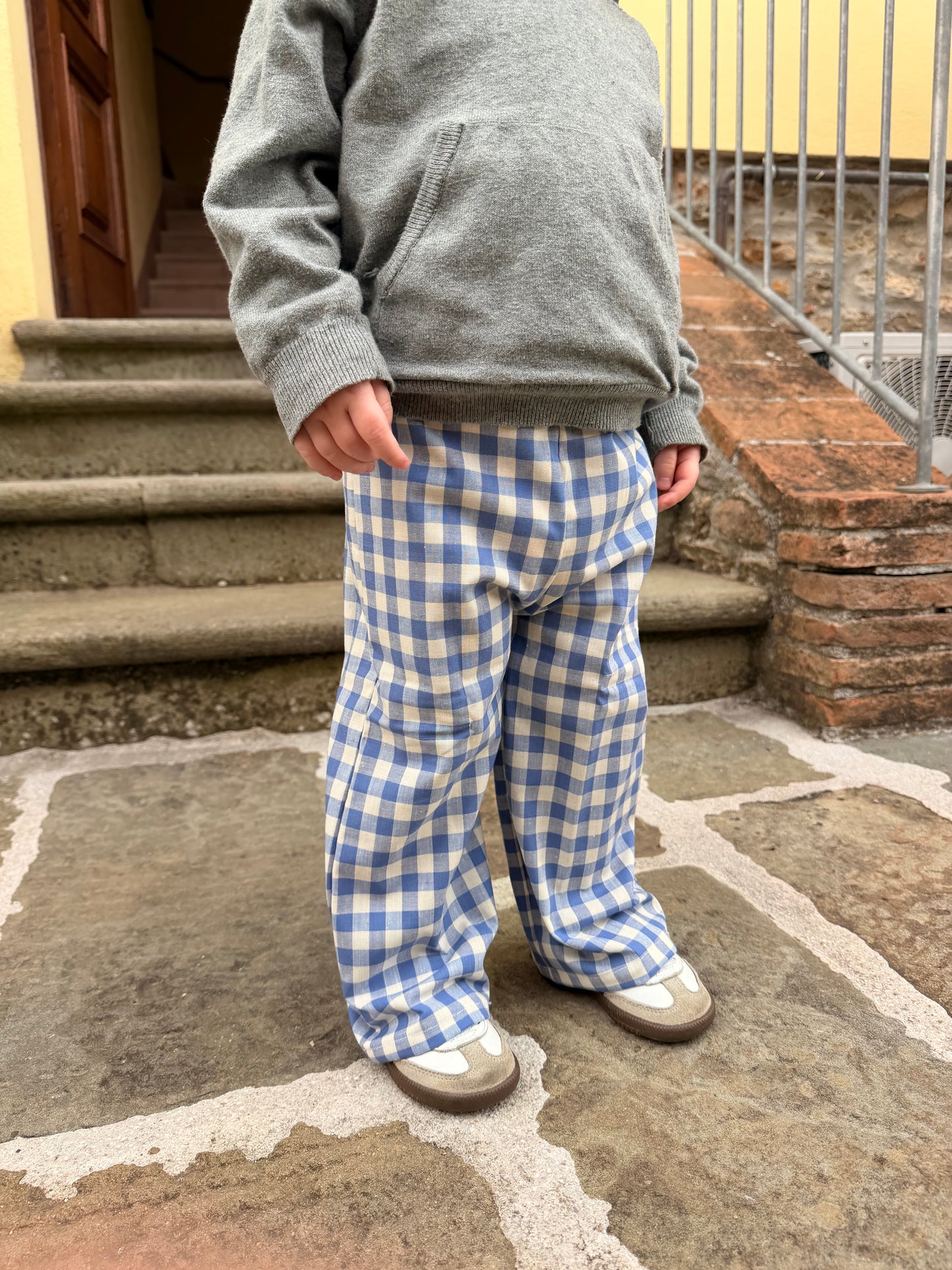 Blue check pants